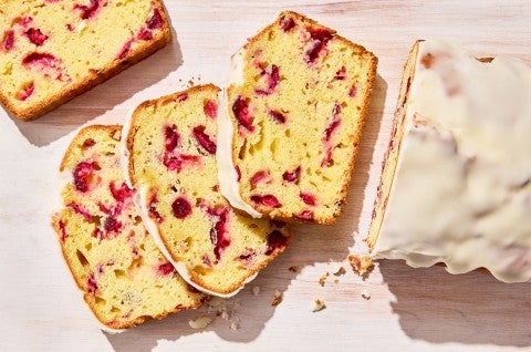 Cranberry Orange Bread loaf and slices - select to zoom
