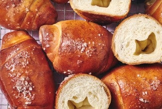 A close-up showing Salt Bread interior on a cooling rack